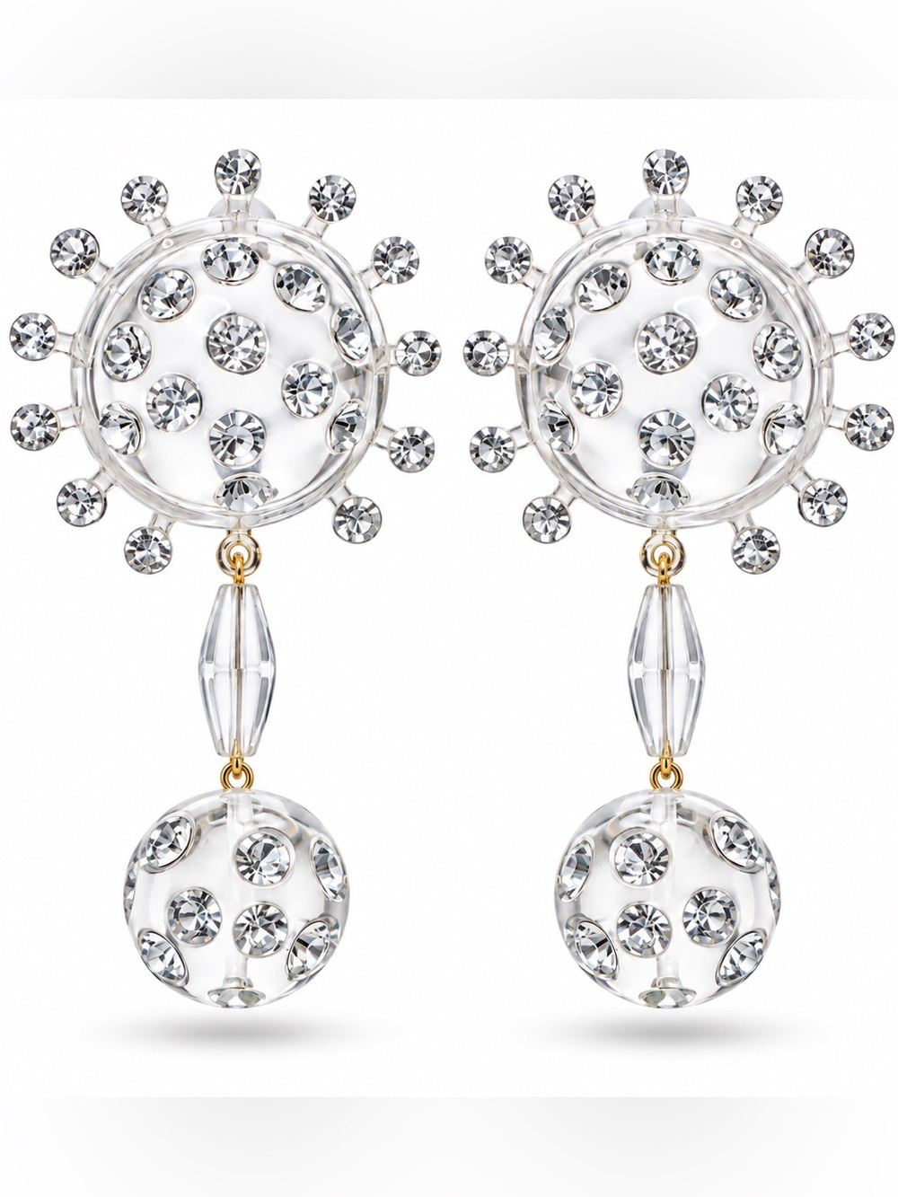 Cluster KFITZ Clear Resin Statement Clipon Earrings -